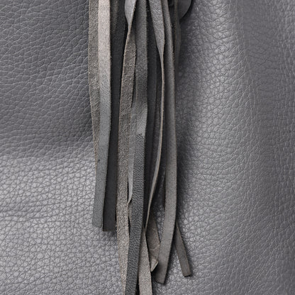 Valentino Garavani Grained Calfskin C-Rockee Fringe Tote Grey 14 of 15