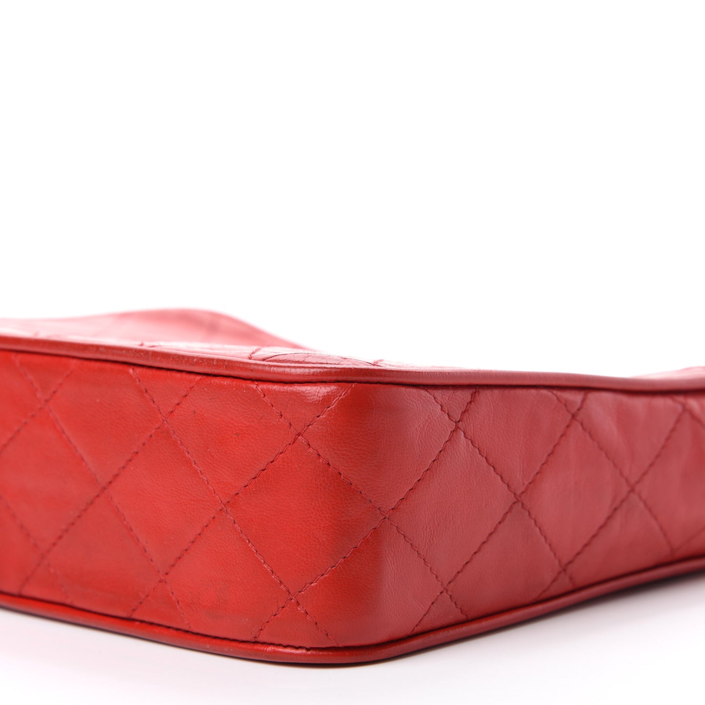 Lambskin Quilted Tassel Camera Case Red