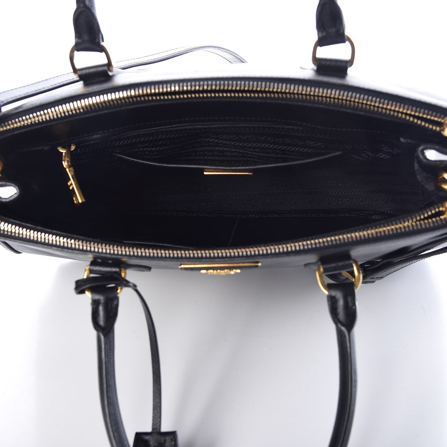 Saffiano Medium Galleria Double Zip Tote Black