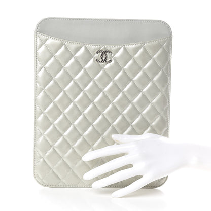 Chanel Patent Quilted Brilliant iPad Case Grey 2 of 9