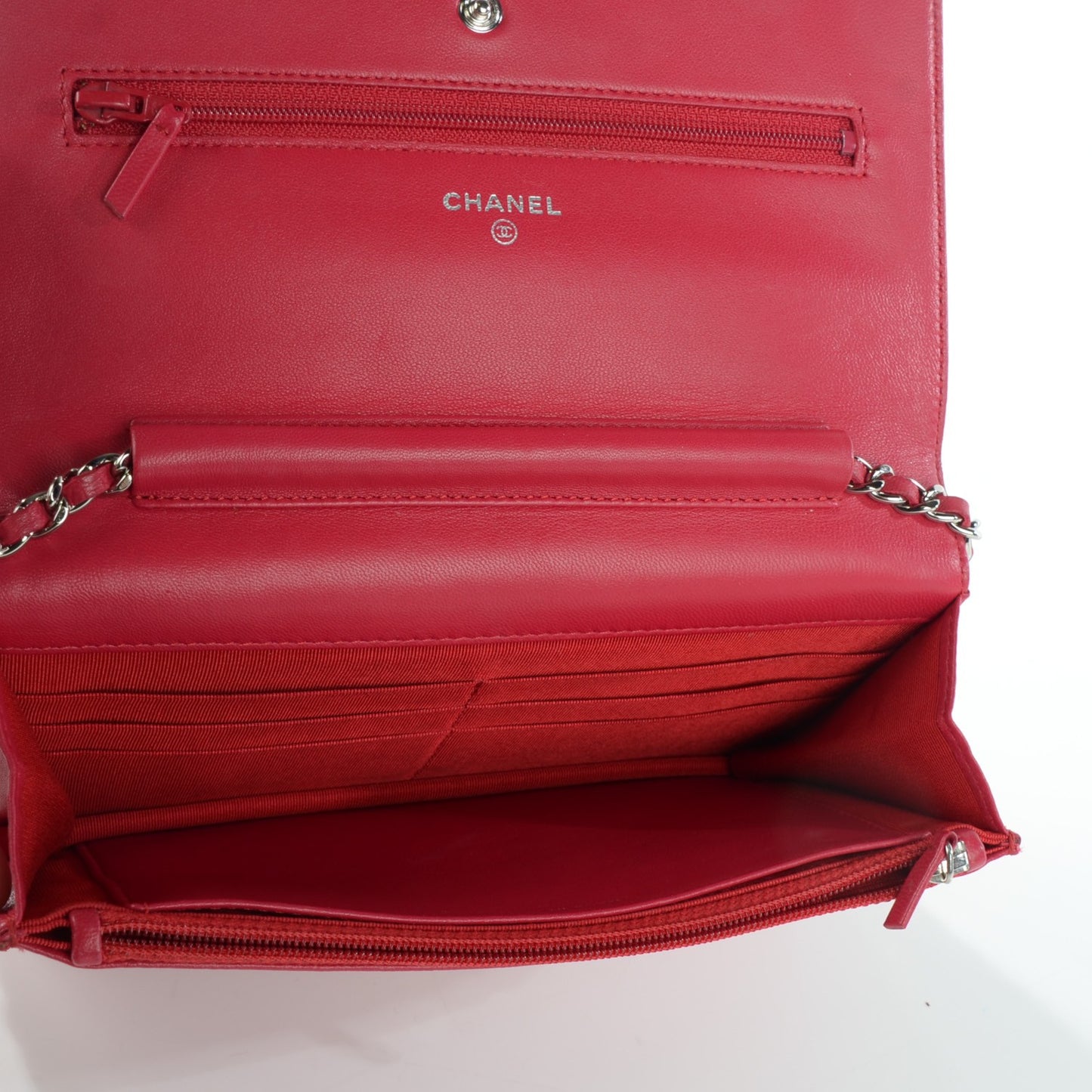 Lambskin Quilted Wallet On Chain WOC Fuchsia