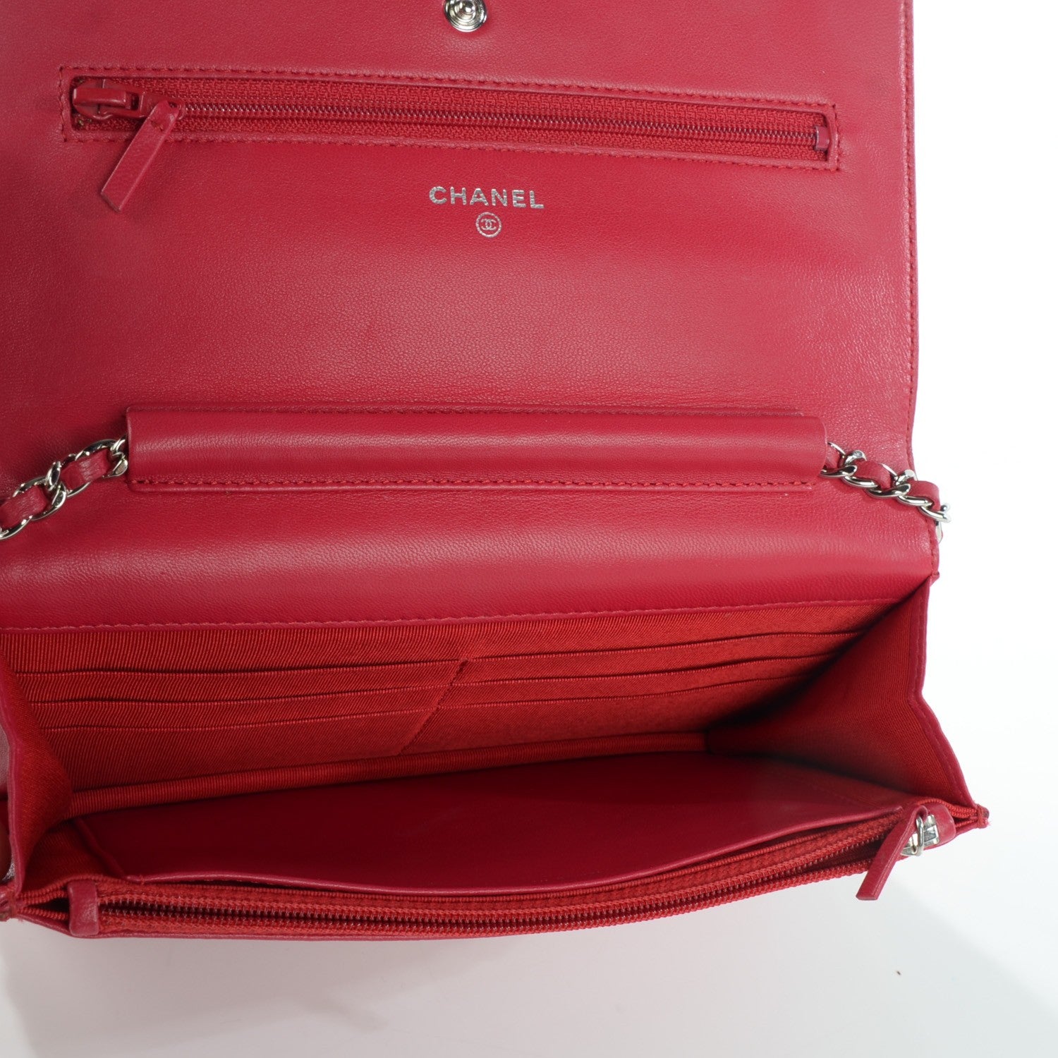 Chanel Lambskin Quilted Wallet On Chain WOC Fuchsia 10 of 11