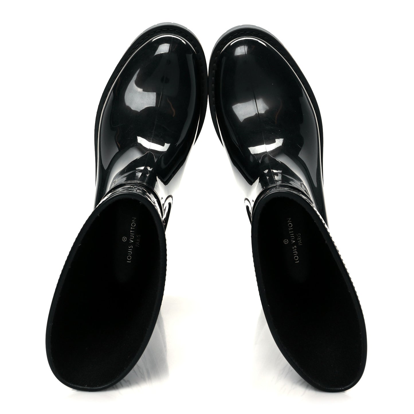 Rubber Embossed Monogram Drops Flat Half Boots 38 Black