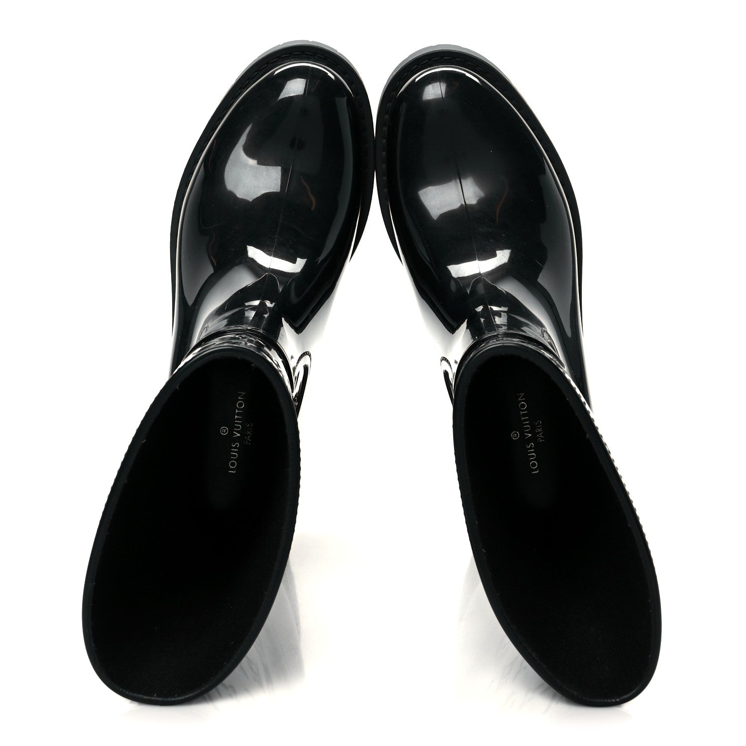Louis Vuitton Rubber Embossed Monogram Drops Flat Half Boots 38 Black 2 of 9