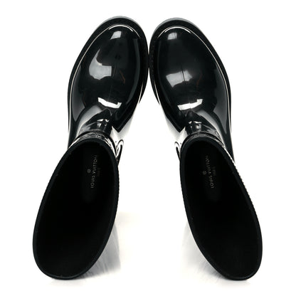 Louis Vuitton Rubber Embossed Monogram Drops Flat Half Boots 38 Black 2 of 9