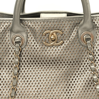Chanel Metallic Calfskin Perforated Up In The Air Tote Silver 8 of 11