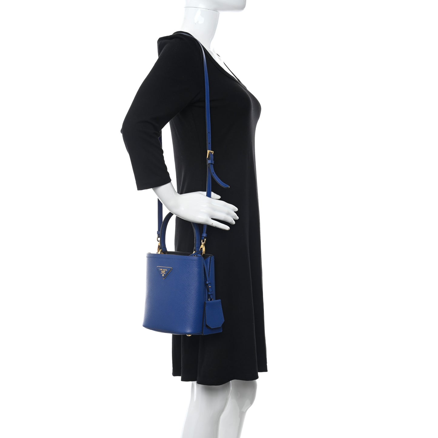 Saffiano Cuir Calfskin Small Panier Bucket Bag Inchiostro Black