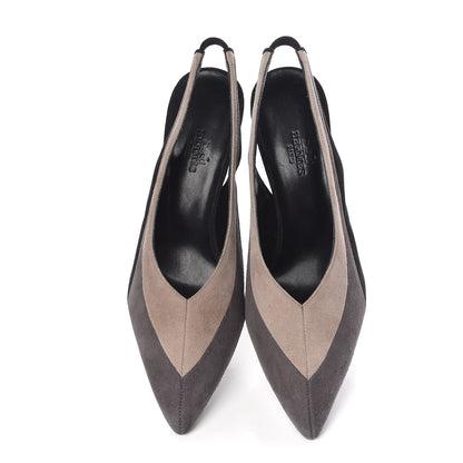 Hermes Suede Goatskin Tina Pumps 36 Black Multicolor 5 of 10