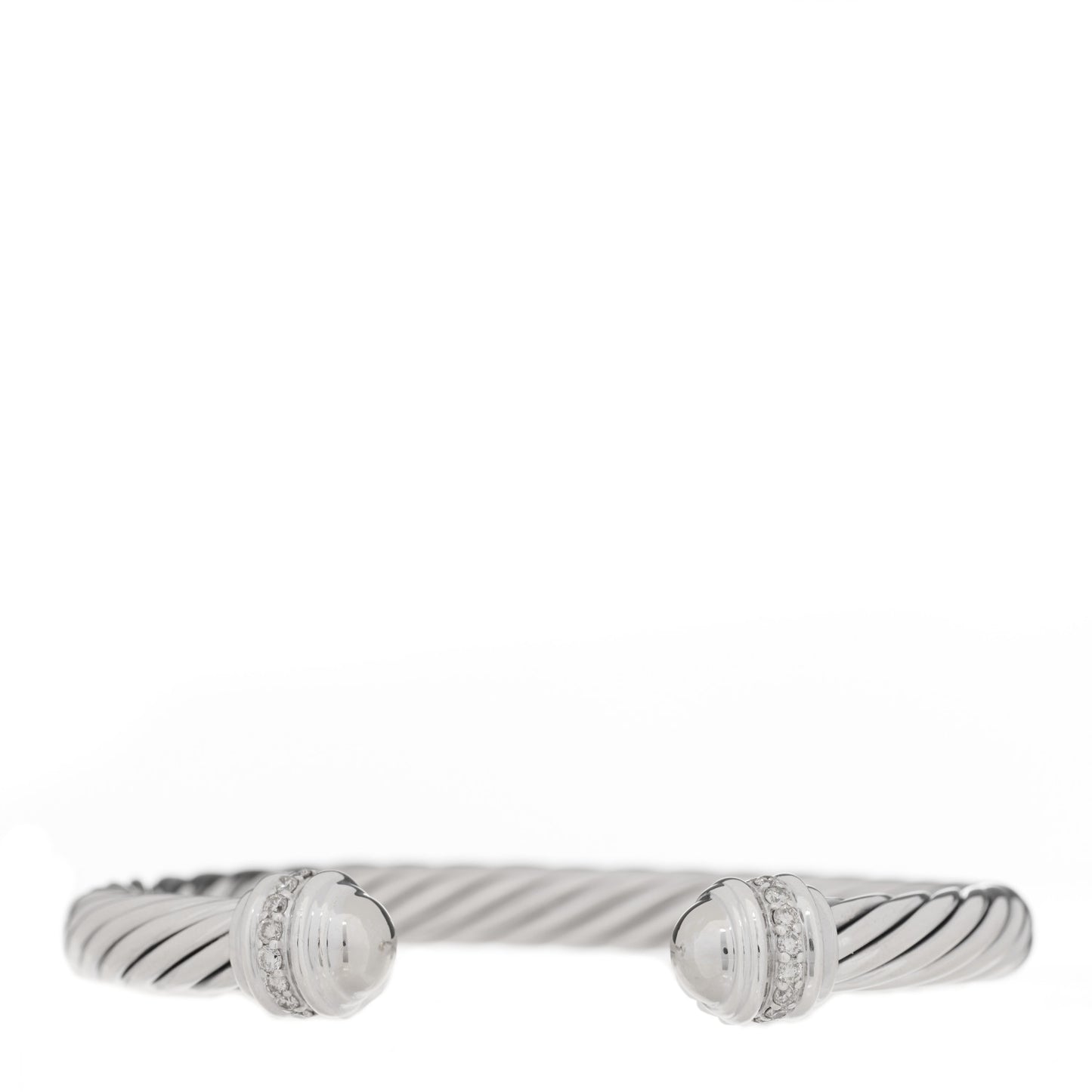 Sterling Silver 18K White Gold Diamond 7mm Cable Classics Bracelet