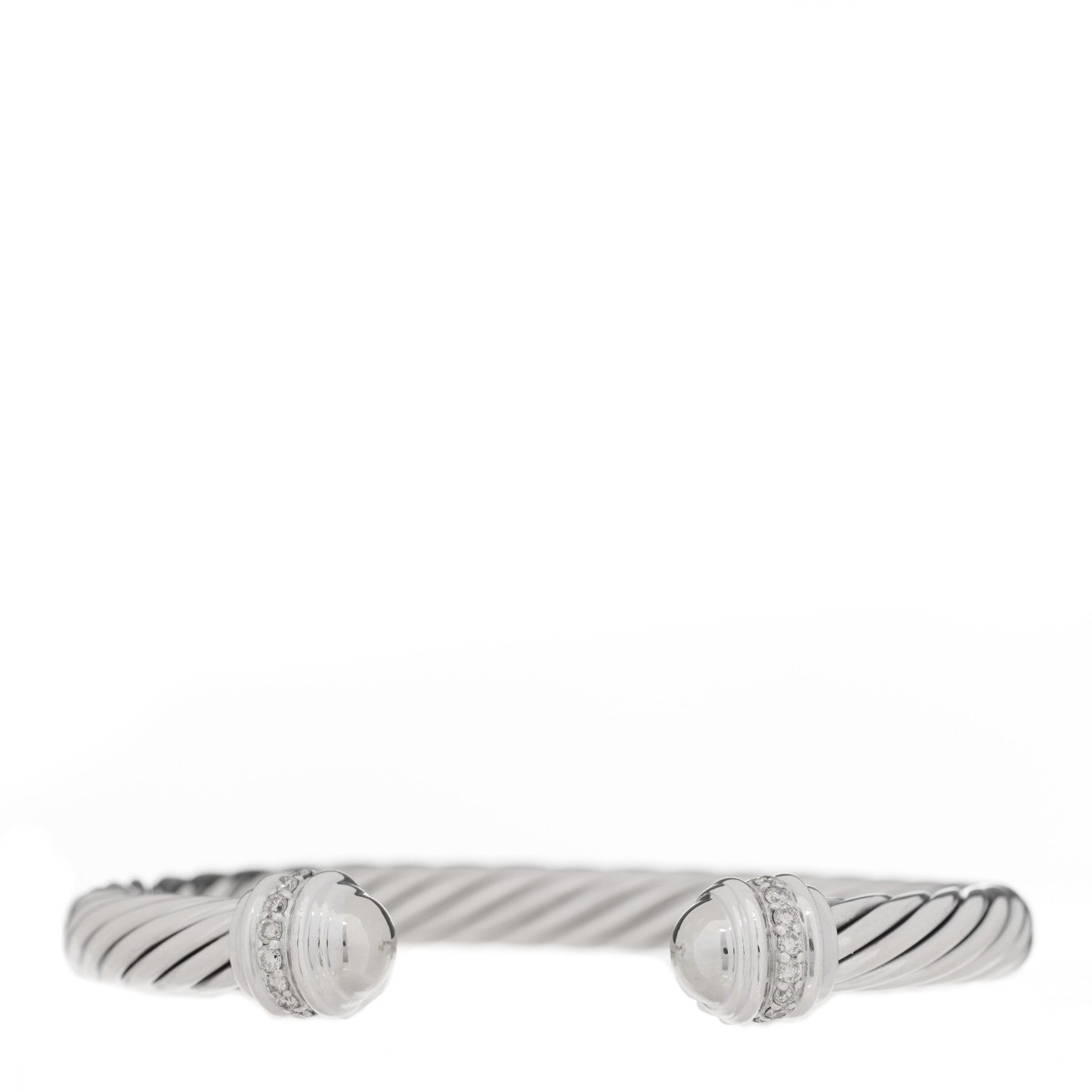 David Yurman Sterling Silver 18K White Gold Diamond 7mm Cable Classics Bracelet 1 of 3