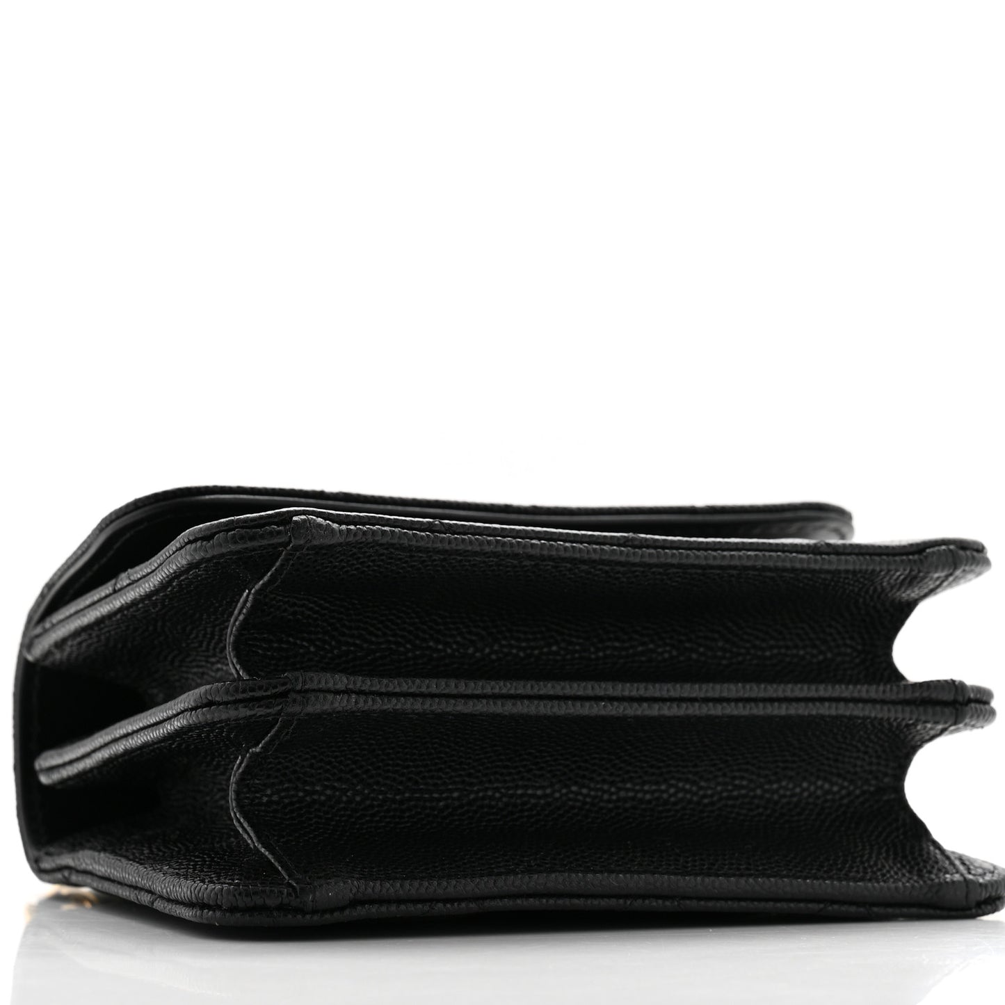 Shiny Caviar Quilted Clutch With Chain Black