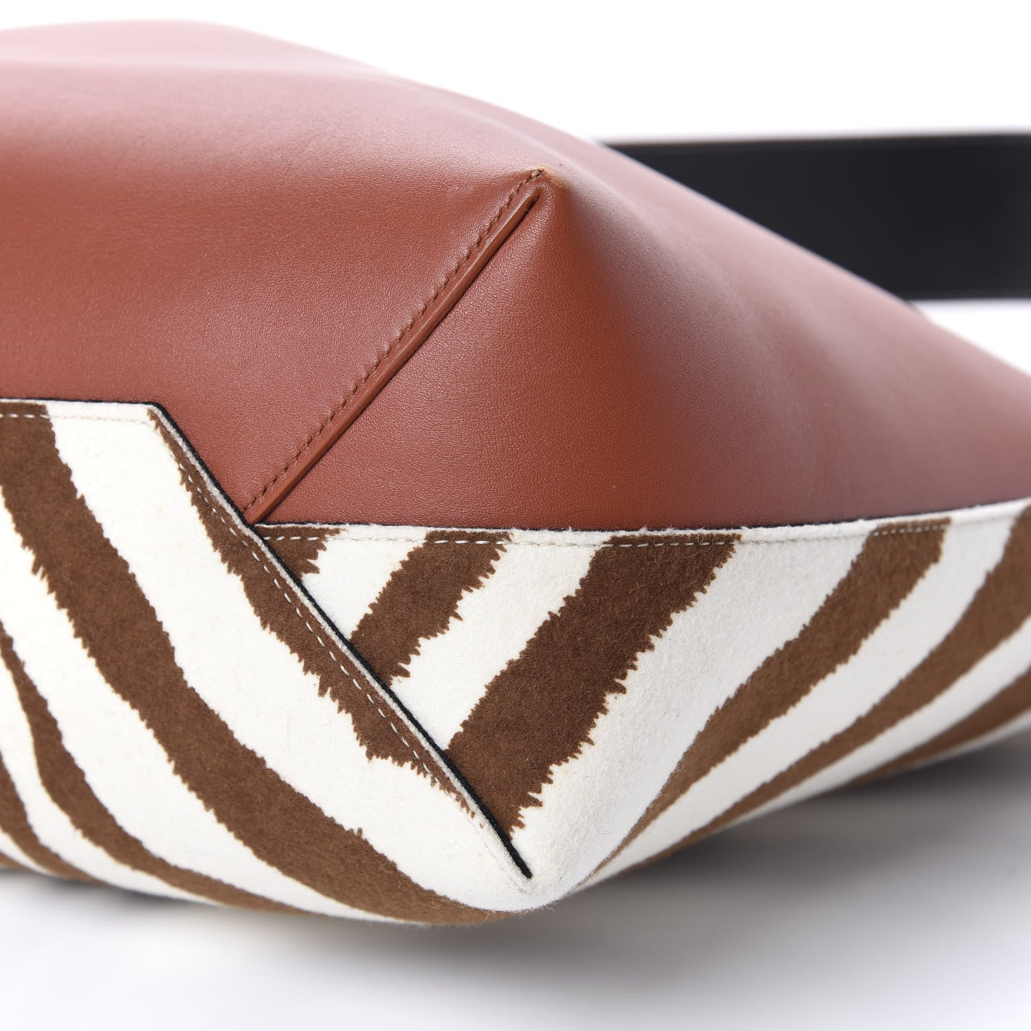 Celine Shiny Smooth Calfskin Zebra Printed Calf Hair Small Twisted Cabas Chalk Brick 7 of 8