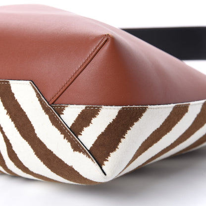 Celine Shiny Smooth Calfskin Zebra Printed Calf Hair Small Twisted Cabas Chalk Brick 7 of 8
