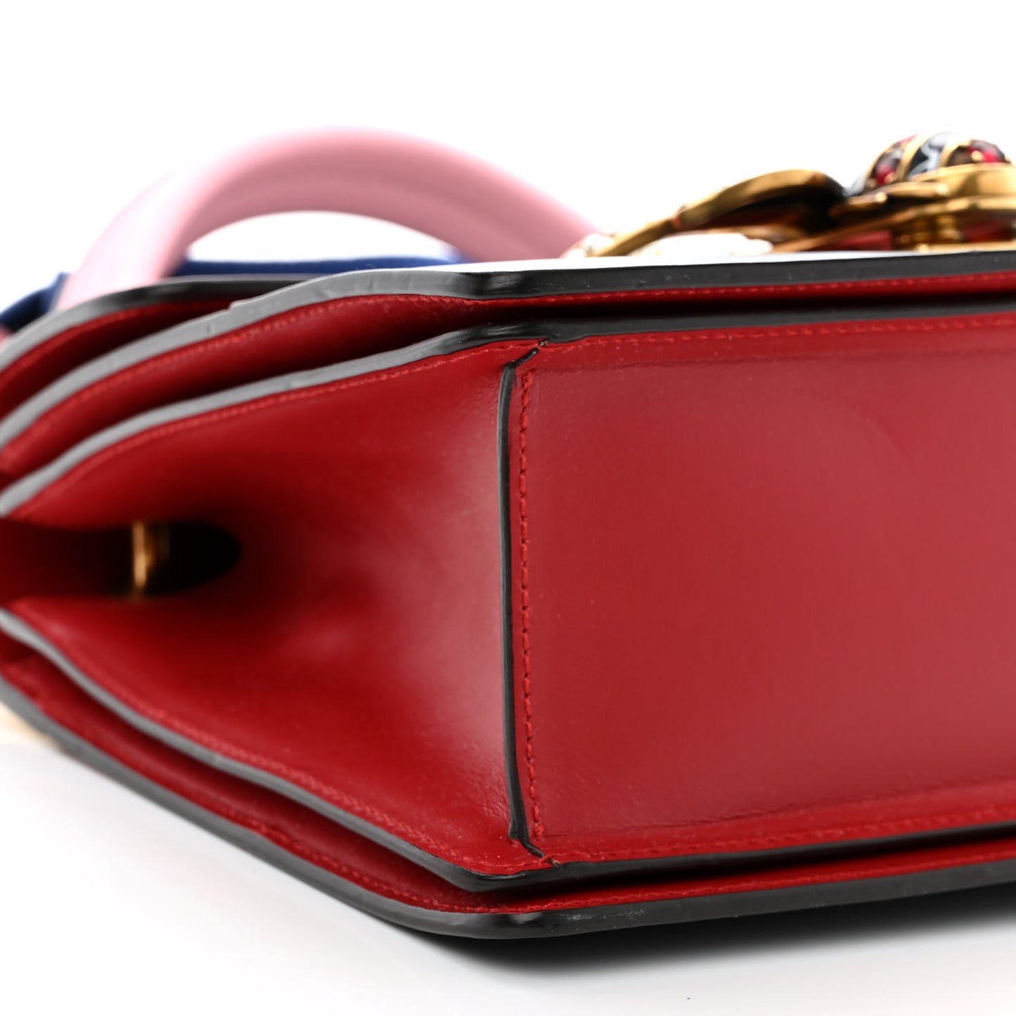 Calfskin Sylvie Web Small Queen Margaret Top Handle Bag Blue Agata Hibiscus Red Mystic White Sugar Pink