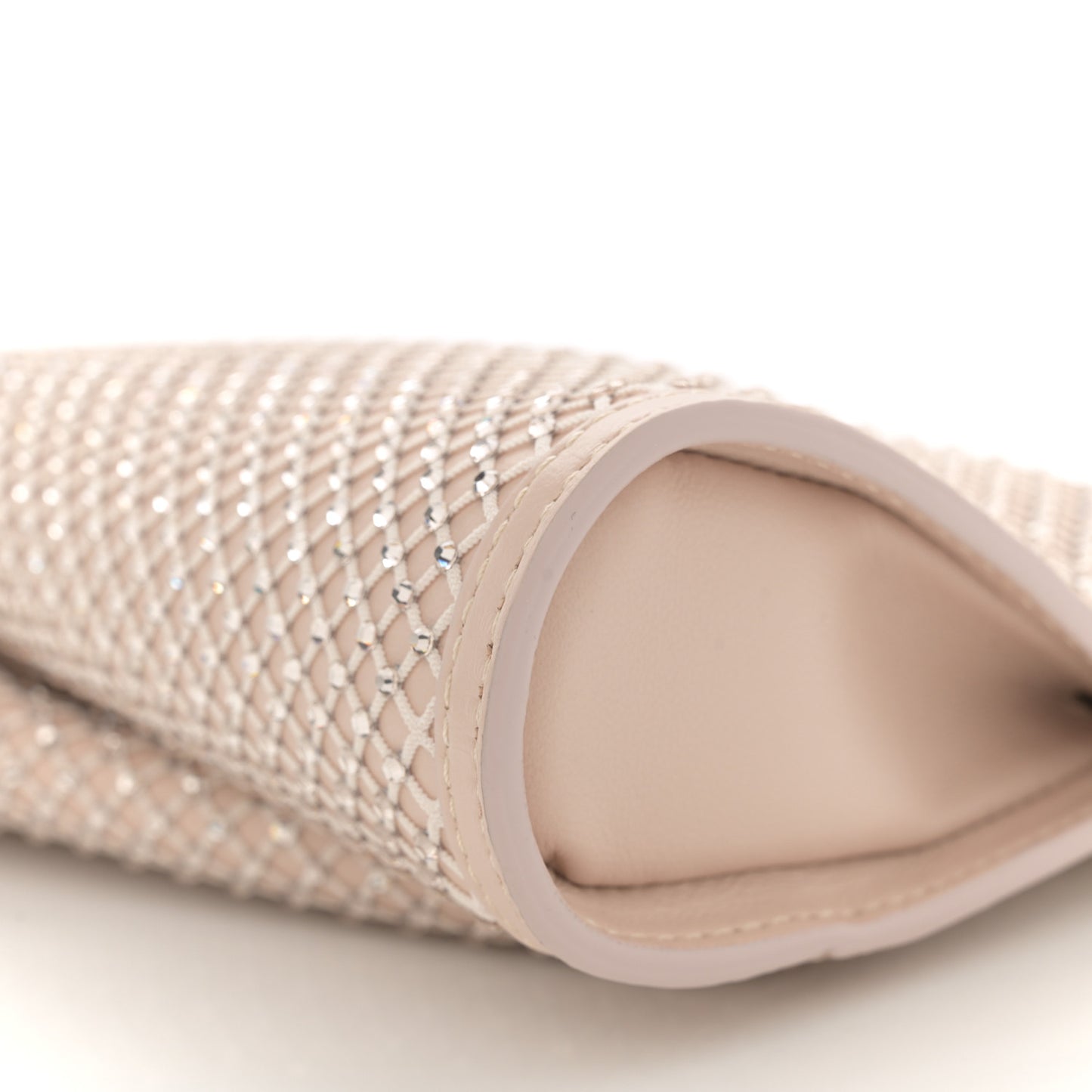 Nappa Resille Strass Loubitwist Clutch Leche Light Silk