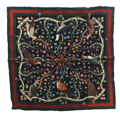 Gucci Silk Floral Condor Square Handkerchief Black 1 of 7