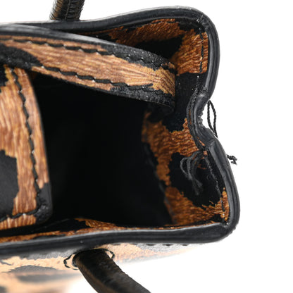 Balenciaga Smooth Calfskin Leopard Print Logo Shopping Phone Holder Bag Beige Black 9 of 9