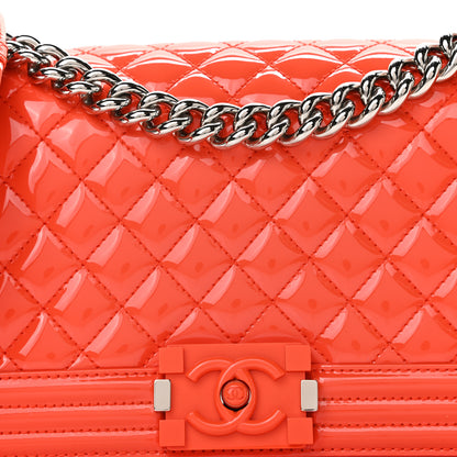 Chanel Patent Calfskin Quilted Medium Plexiglass Boy Flap Orange 8 of 12