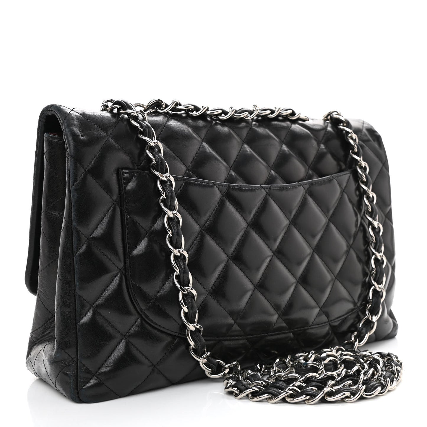 Lambskin Quilted Jumbo Single Flap Black