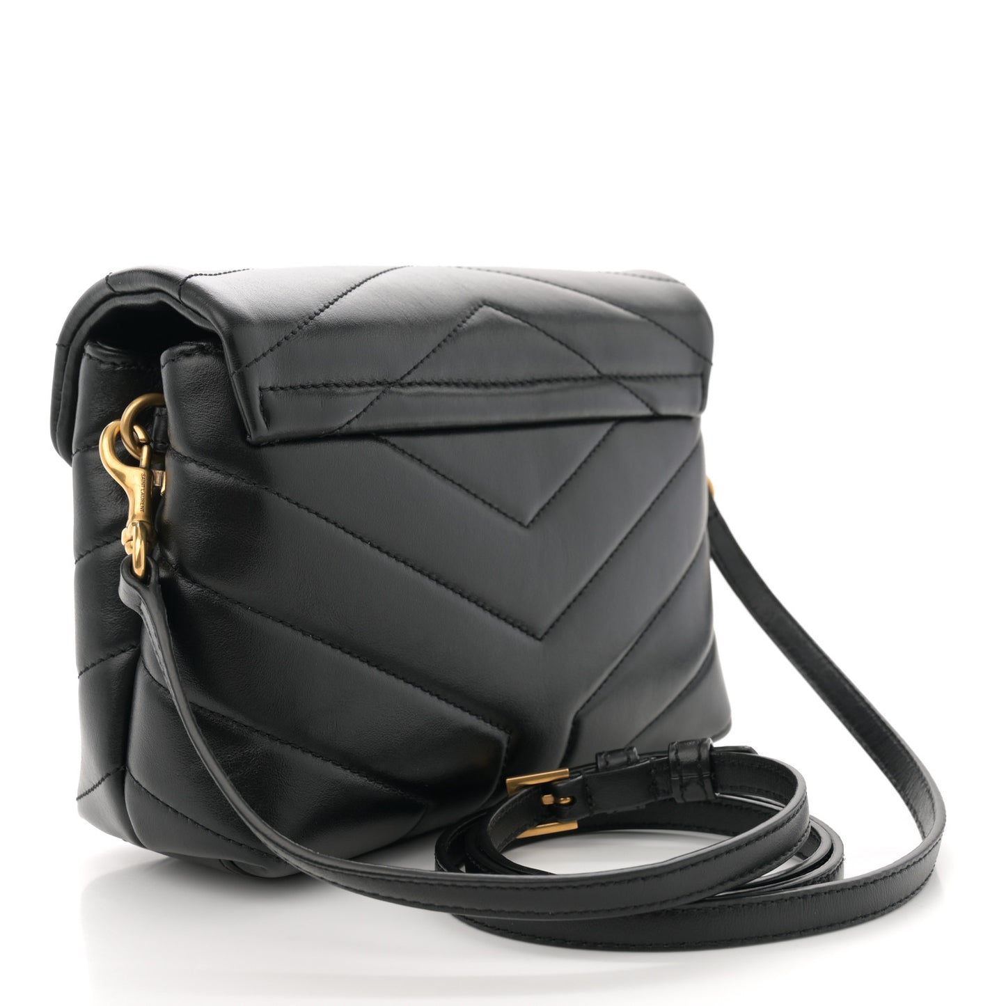 Calfskin Y Quilted Monogram Toy Loulou Crossbody Bag Black