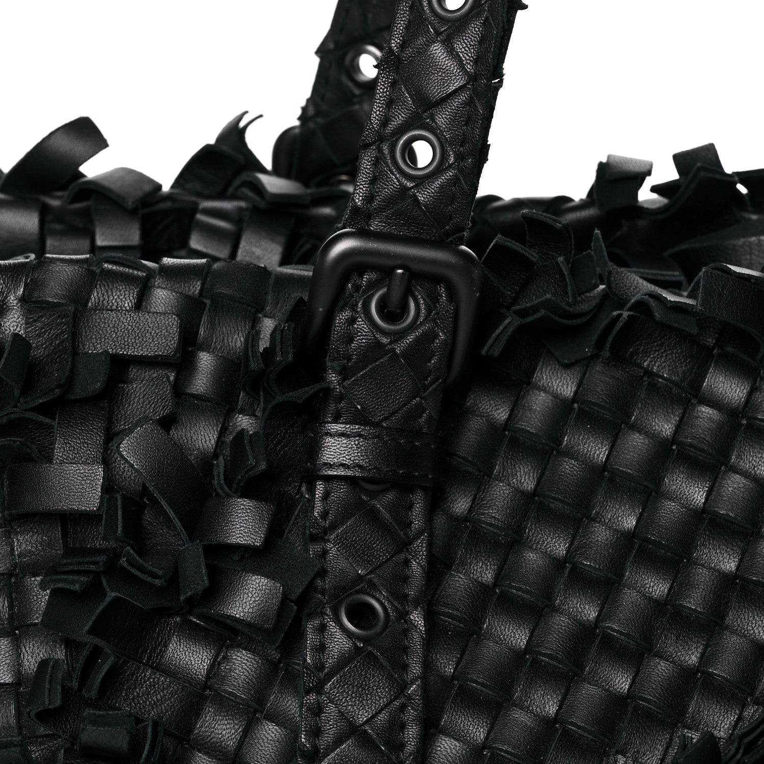 Bottega Veneta Nappa Intrecciato Patchwork Frayed Tote Black 7 of 9