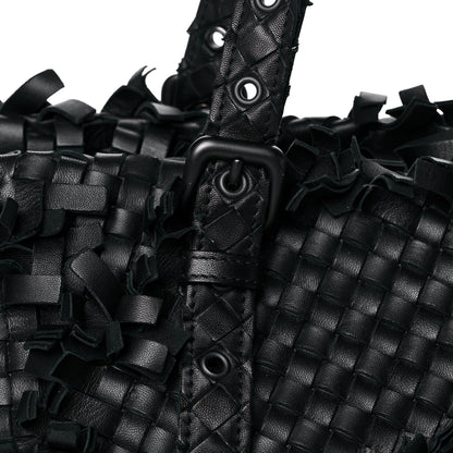 Bottega Veneta Nappa Intrecciato Patchwork Frayed Tote Black 7 of 9