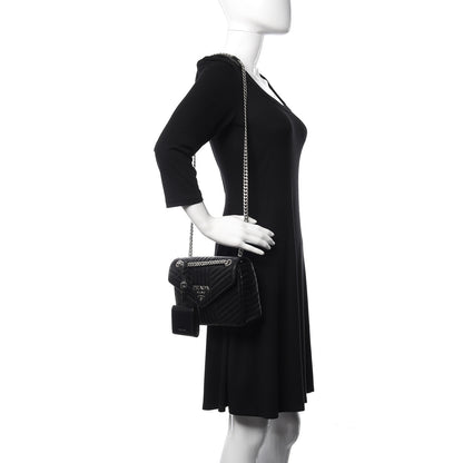 Prada Soft Calf Impunture Diagramme Flap Black 2 of 9