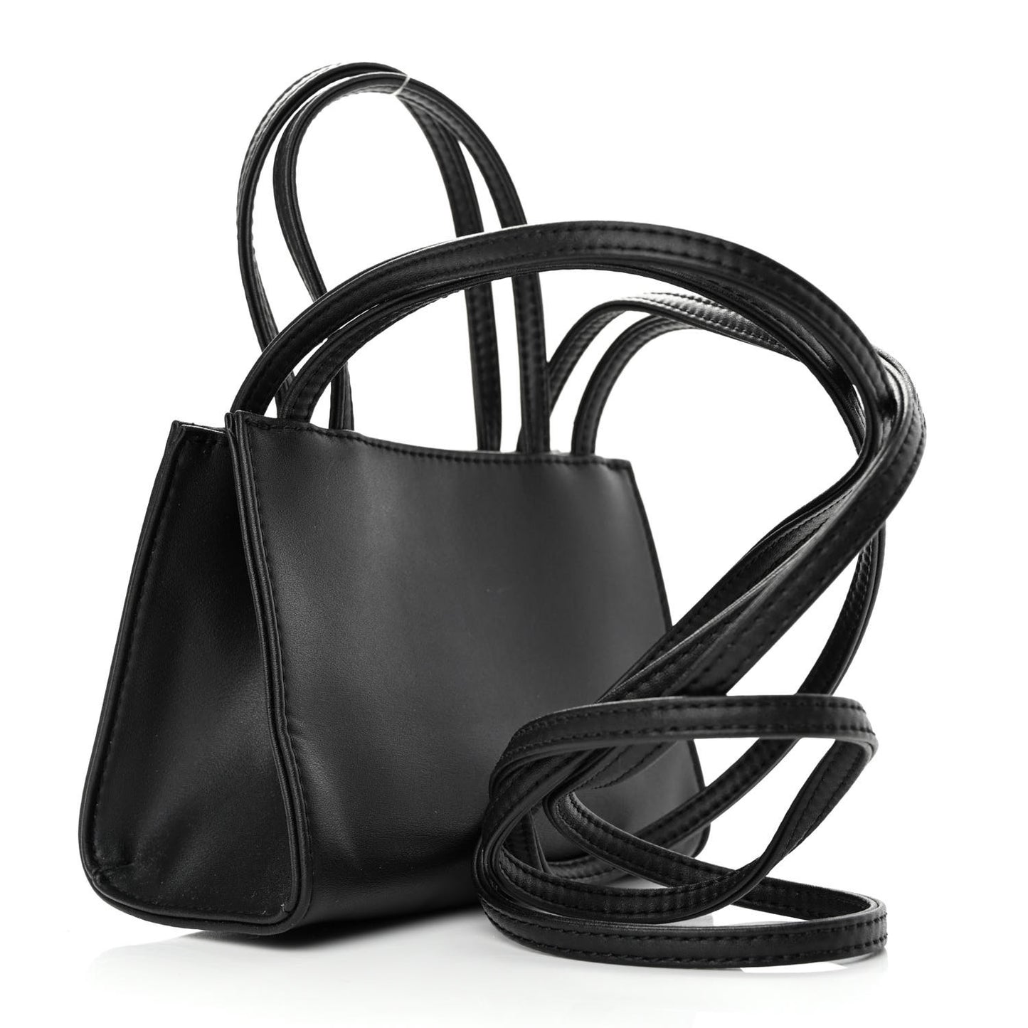 Vegan Leather Small Shopping Bag Black