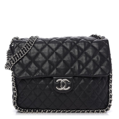 Chanel Washed Lambskin Quilted Maxi Chain Around Flap Black 1 of 10