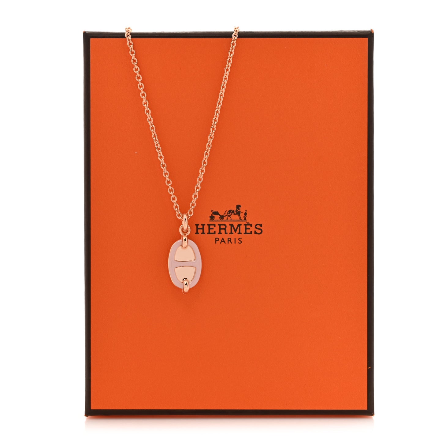 Metal Enamel Mini Maillon Pendant Necklace Rose Candeur