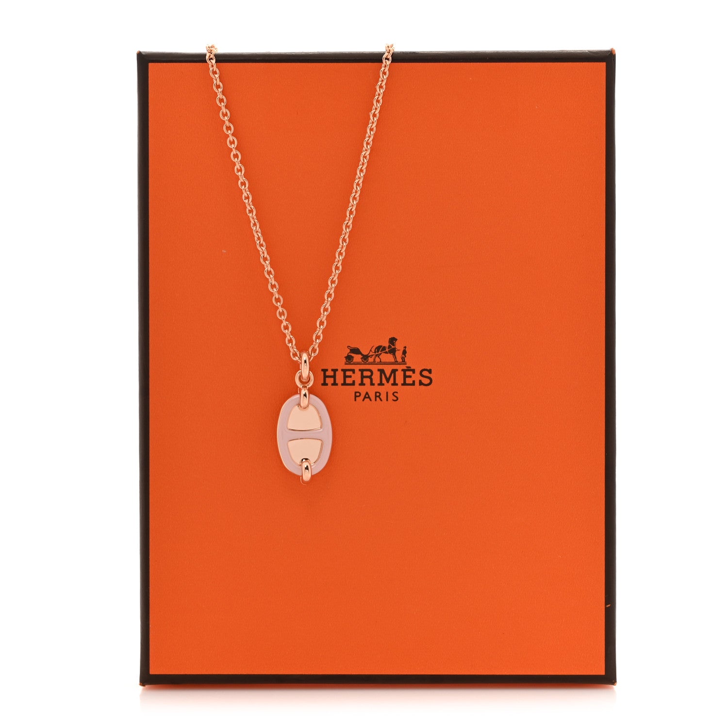 Hermes Metal Enamel Mini Maillon Pendant Necklace Rose Candeur 6 of 6