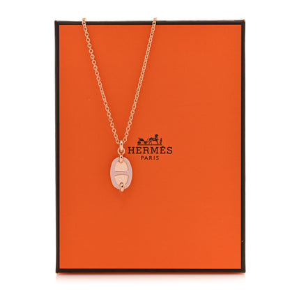 Hermes Metal Enamel Mini Maillon Pendant Necklace Rose Candeur 6 of 6