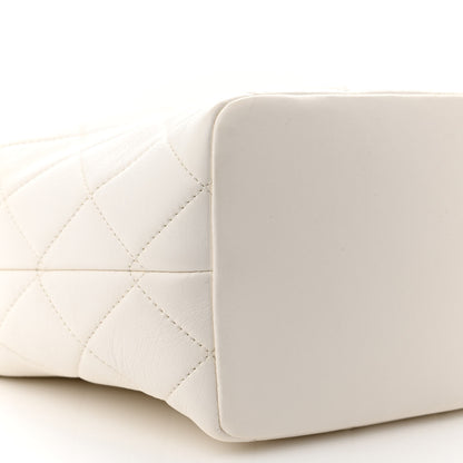 Chanel Lambskin Quilted CC Crystal Signature Chain Hobo White 9 of 12