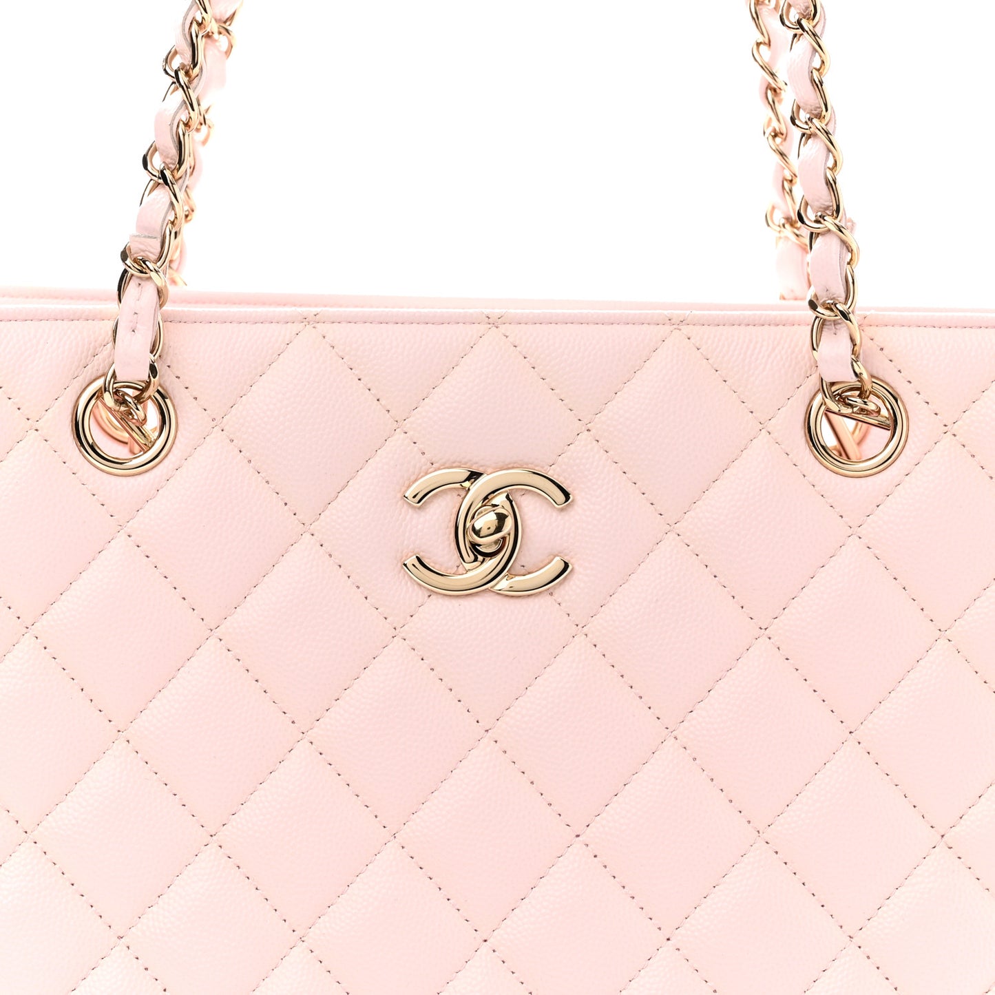 Caviar Quilted Large Classic Shopping Tote Light Pink
