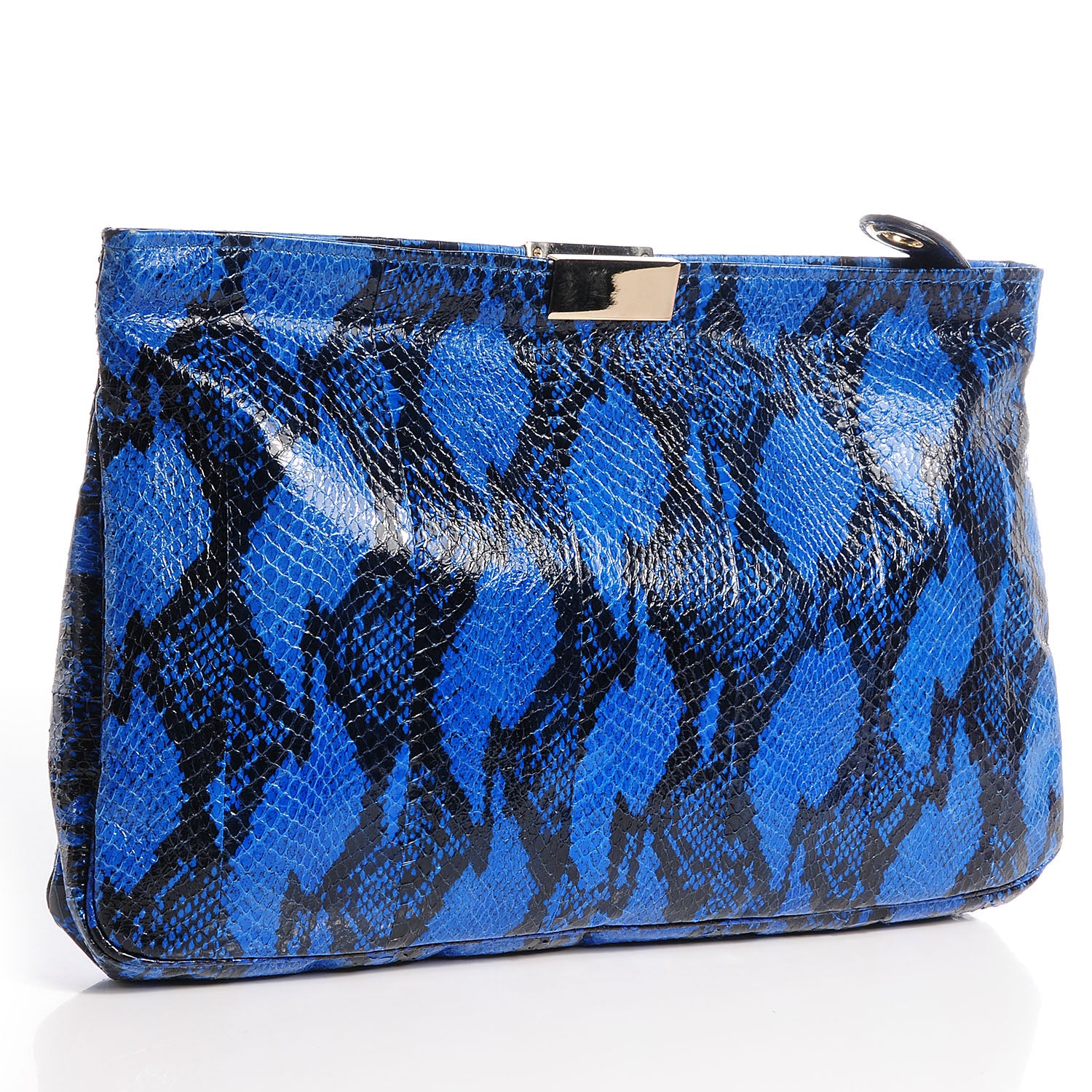 Jimmy Choo Snake Embossed Zulu Canvas Clutch Blue 5 of 17