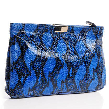 Jimmy Choo Snake Embossed Zulu Canvas Clutch Blue 5 of 17