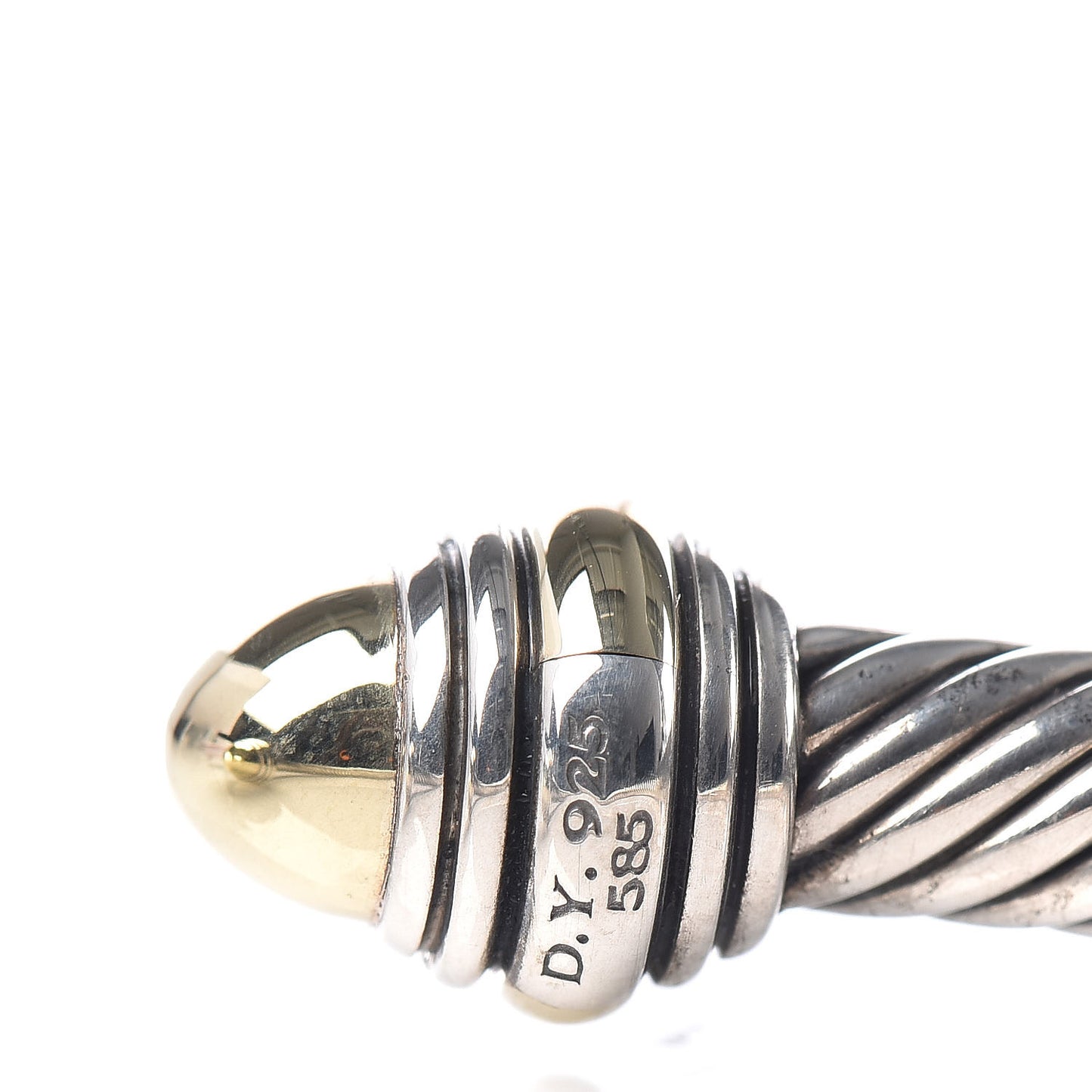 Sterling Silver 14K Yellow Gold 5mm Cable Classics Dome Bracelet