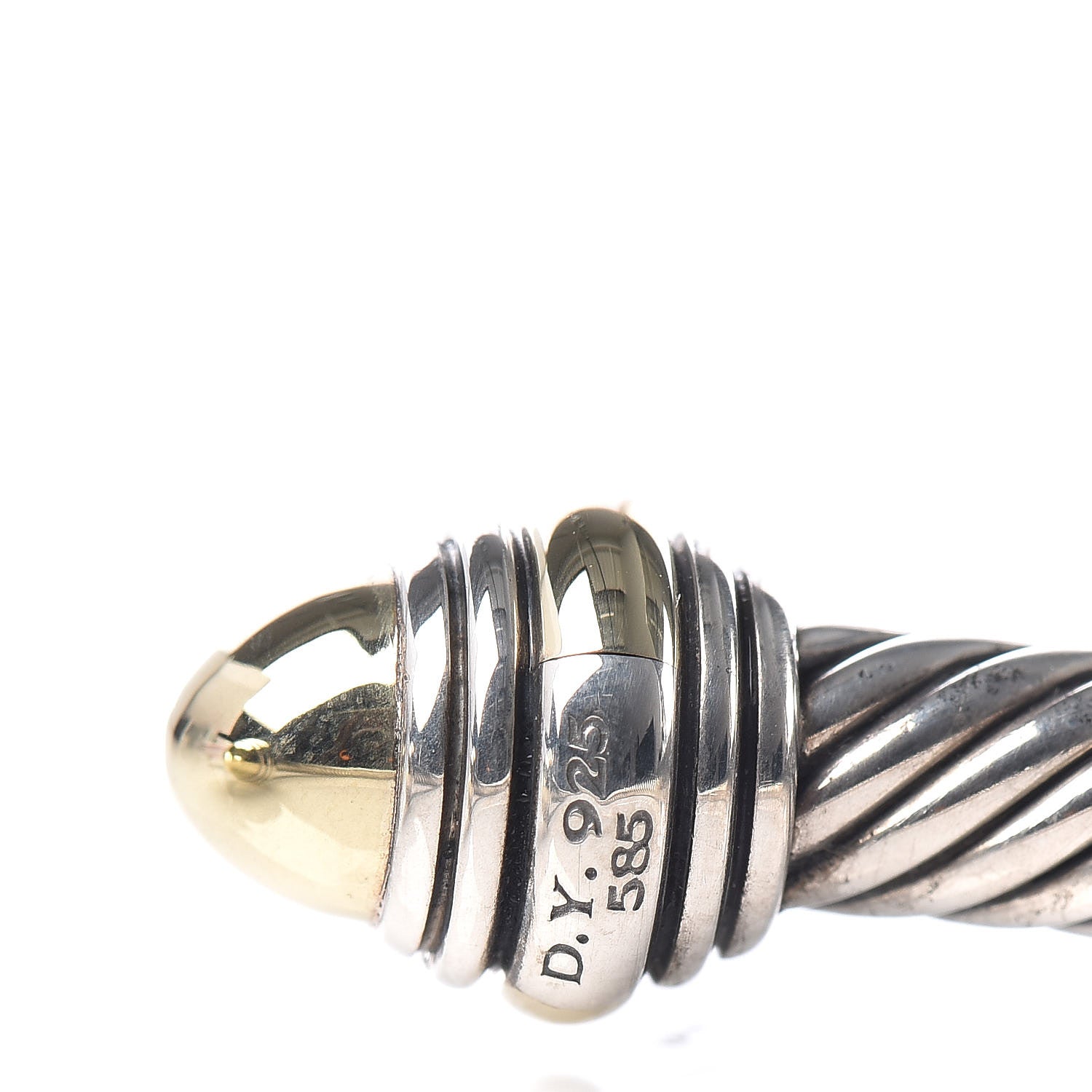 David Yurman Sterling Silver 14K Yellow Gold 5mm Cable Classics Dome Bracelet 5 of 5