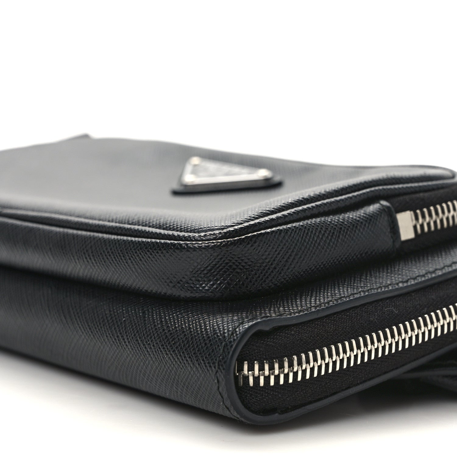 Prada Saffiano Travel Double Zip Crossbody Belt Bag Black 9 of 13