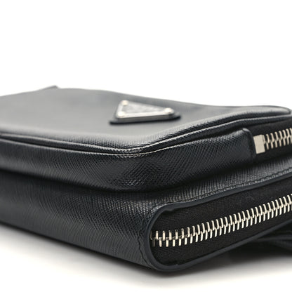 Prada Saffiano Travel Double Zip Crossbody Belt Bag Black 9 of 13