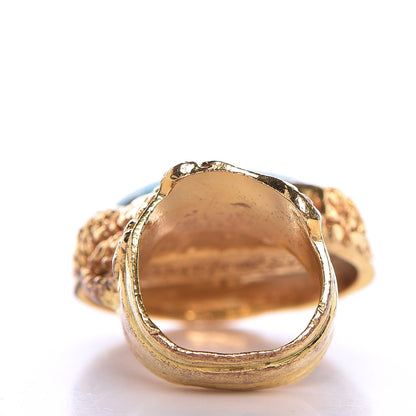 Saint Laurent Glass Cabochon Arty Ovale Ring 6 Gold Turquoise 5 of 5