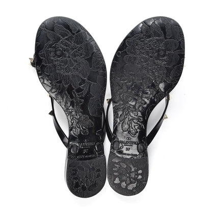 Valentino Garavani PVC Jelly Rockstud Bow Thong Sandals 37 Black 5 of 8