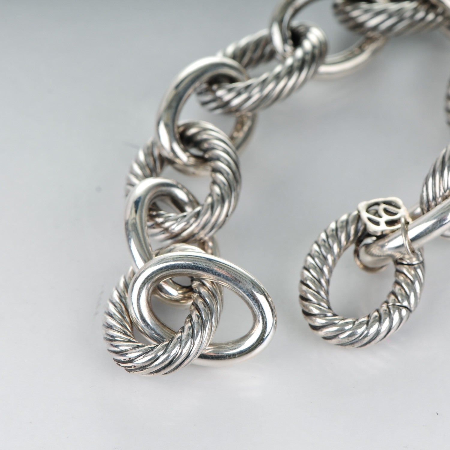 David Yurman Sterling Silver 17mm Extra Large Oval Link Bracelet 5 of 6