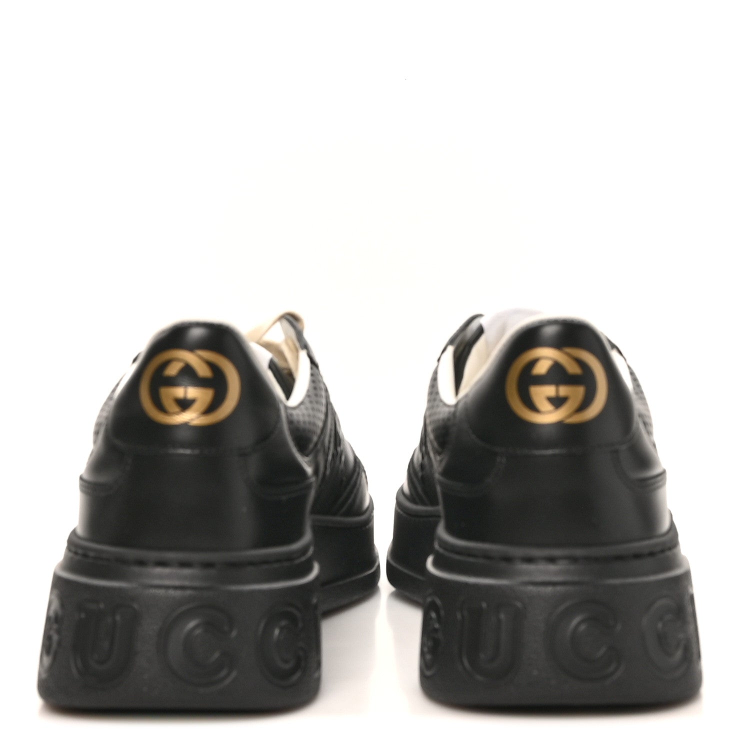 Gucci Calfskin GG Tennis Embossed Perforated Mens Interlocking G 55mm Sneakers 11.5 Black 6 of 10