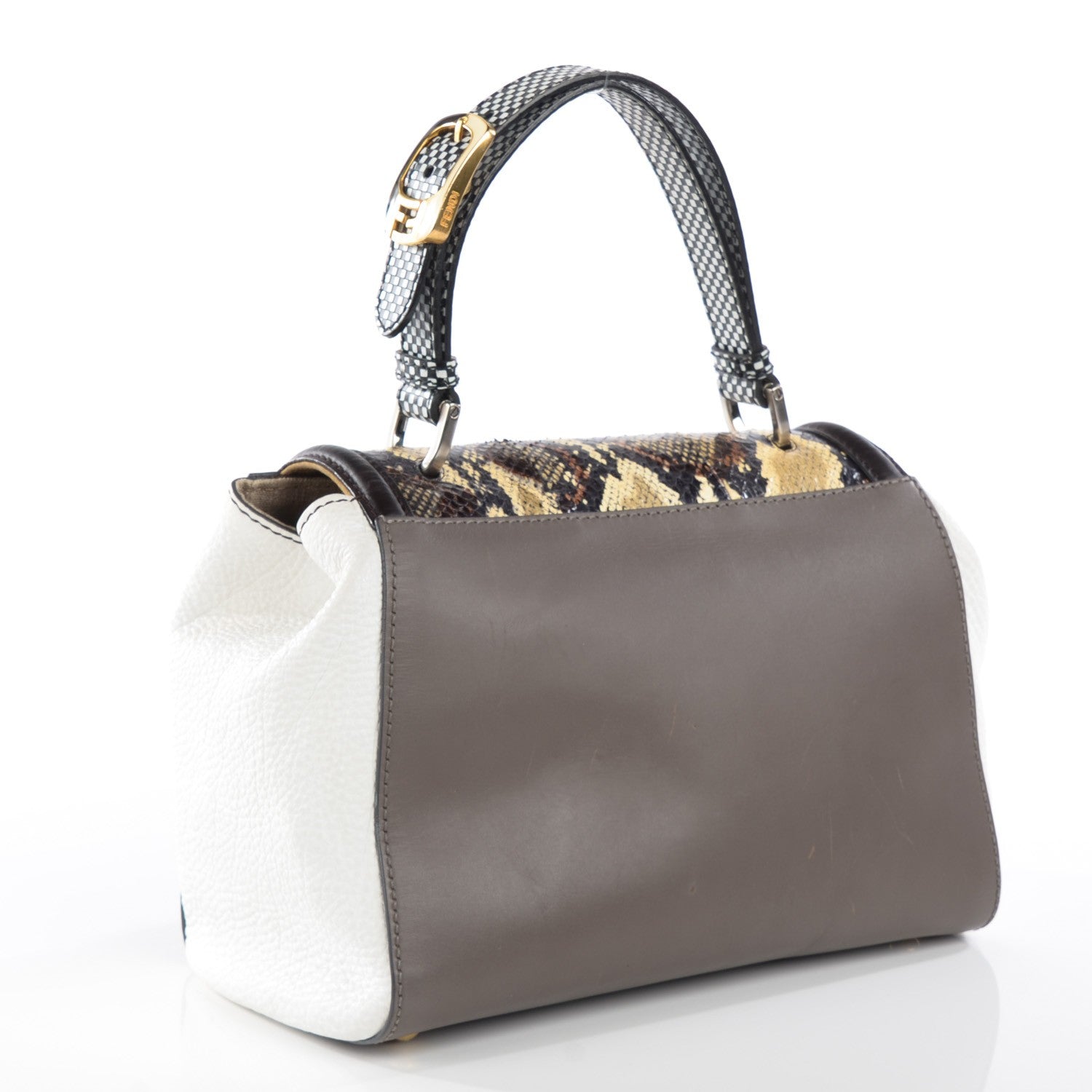 Fendi Python Calfskin Silvana Top Handle Bag 7 of 13