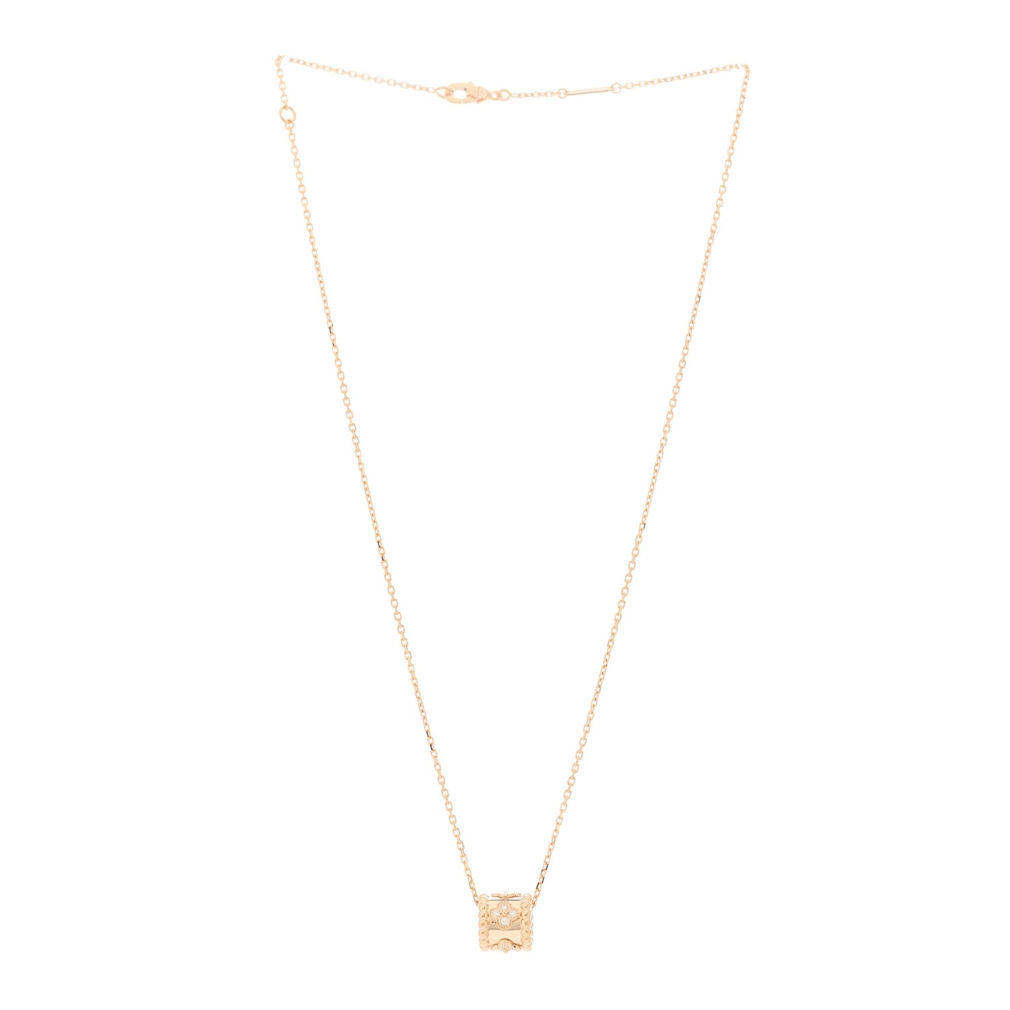 18K Rose Gold Diamond Small Perlee Clovers Pendant Necklace