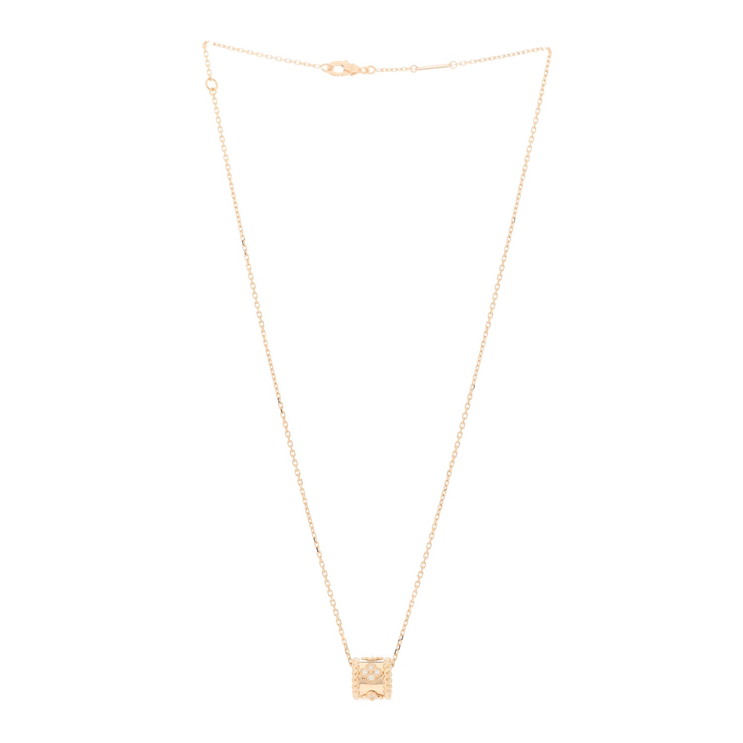 Van Cleef & Arpels 18K Rose Gold Diamond Small Perlee Clovers Pendant Necklace 3 of 5