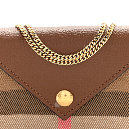 Burberry Grainy Calfskin Vintage Check Jade Card Case On Chain Tan 7 of 10