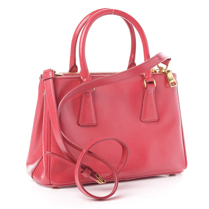 Prada Saffiano Vernice Mini Galleria Double Zip Tote Peonia 3 of 16