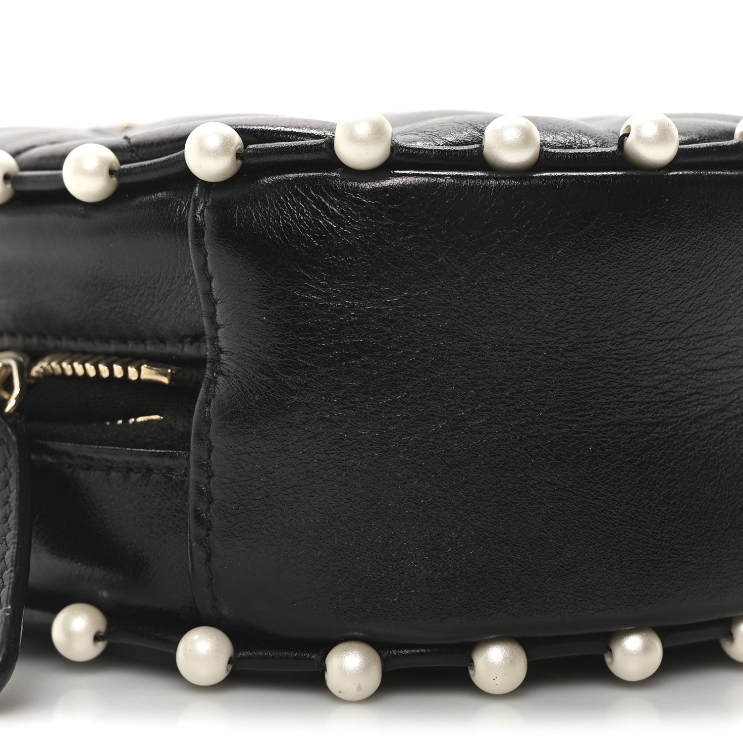 Chanel Calfskin Quilted Pearl Round Clutch With Chain Black 8 of 9